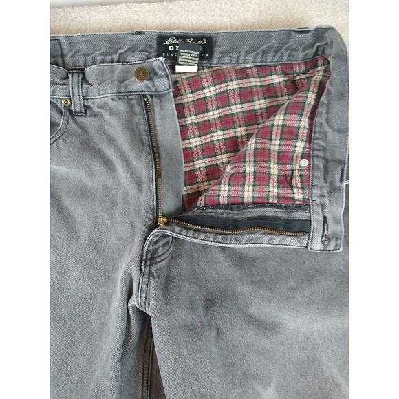 Eddie Bauer Black Denim Jeans Flannel Lined Men's 36 x 34 Faded Straight Leg - Picture 2 of 10